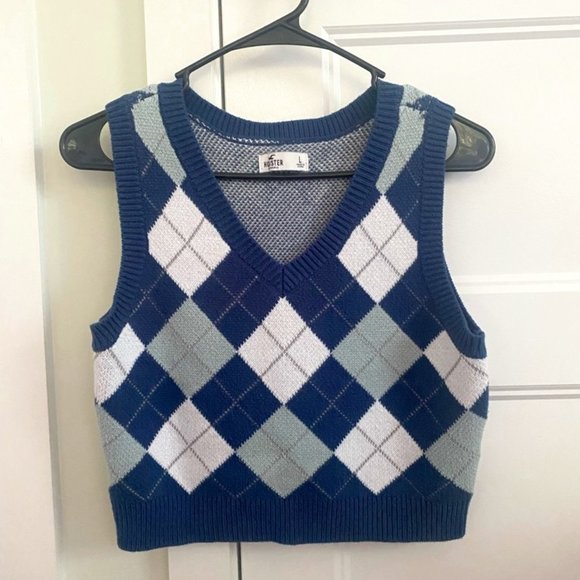 Hollister Argyle V-Neck Sweater Vest (L) - Picture 1 of 4